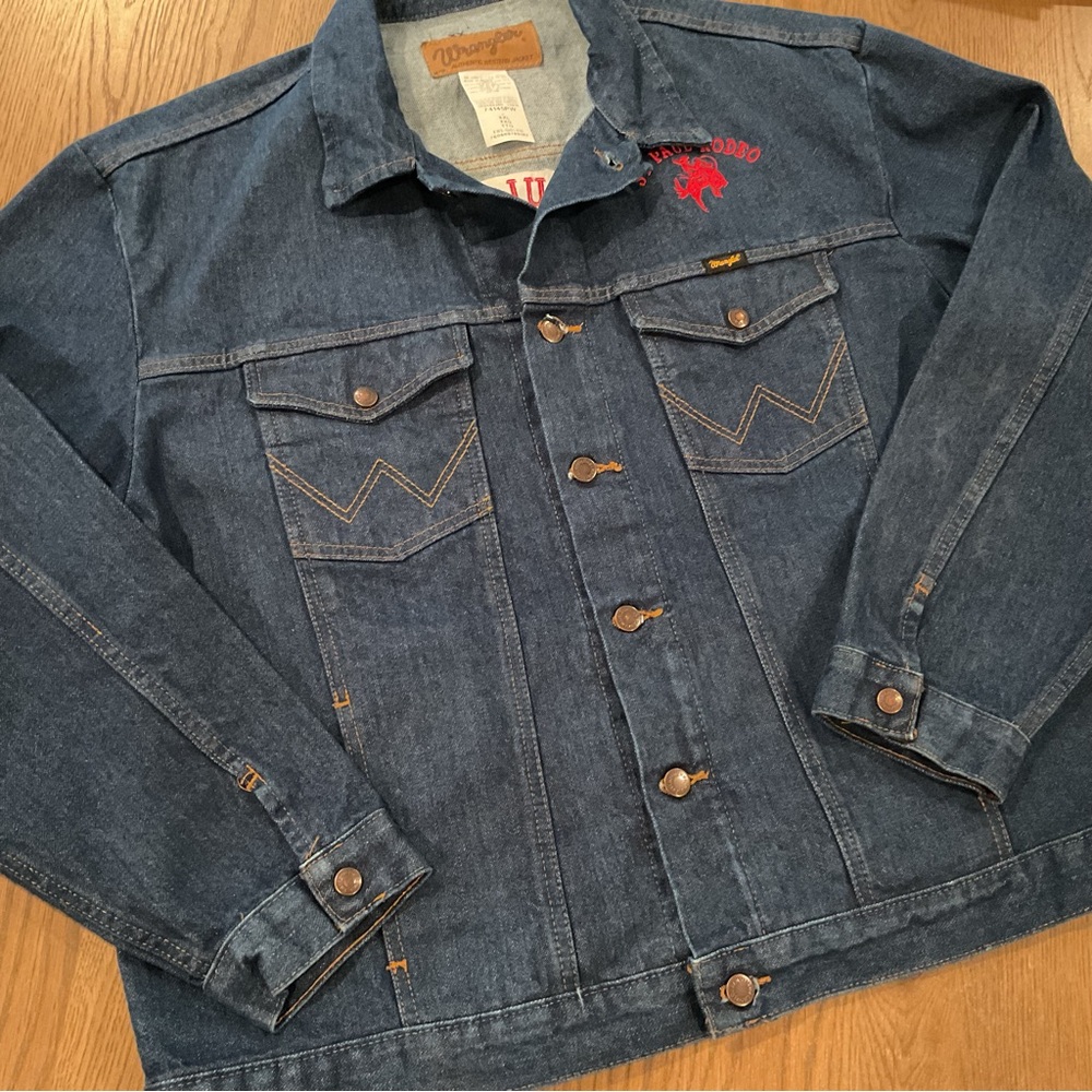 Wrangler Men's Dark Blue Denim Jacket St Paul Rodeo Embroidered NWOT - Picture 2 of 9